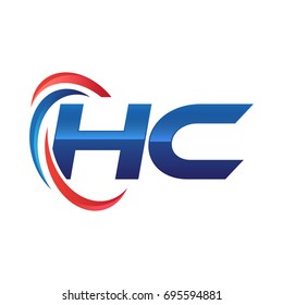 initial letter logo swoosh red blue