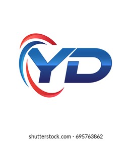initial letter logo swoosh red and blue