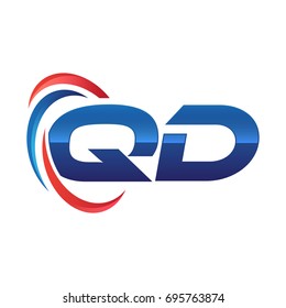 initial letter logo swoosh red and blue