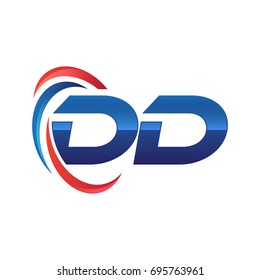 initial letter logo swoosh red and blue