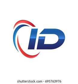 initial letter logo swoosh red and blue