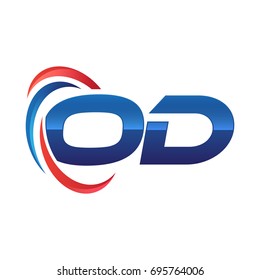 initial letter logo swoosh red and blue