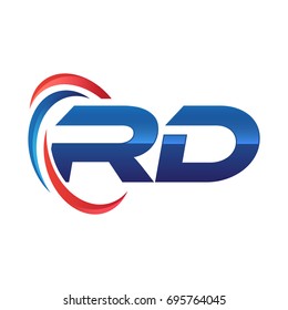 initial letter logo swoosh red and blue