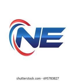 initial letter logo swoosh red and blue
