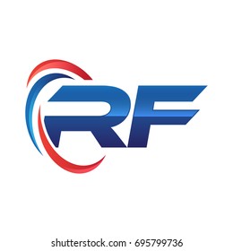 initial letter logo swoosh red and blue