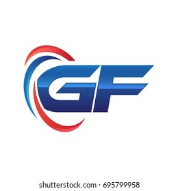 initial letter logo swoosh red and blue