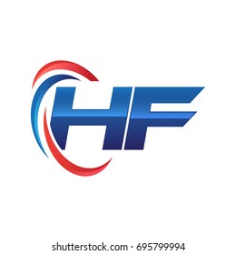 initial letter logo swoosh red and blue