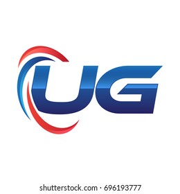 initial letter logo swoosh red blue