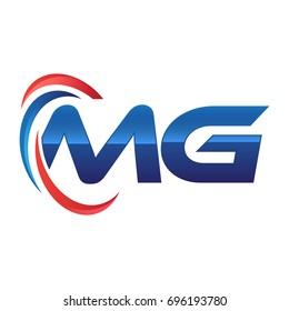 initial letter logo swoosh red blue