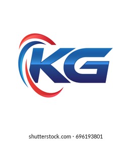 initial letter logo swoosh red blue