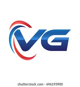 initial letter logo swoosh red blue