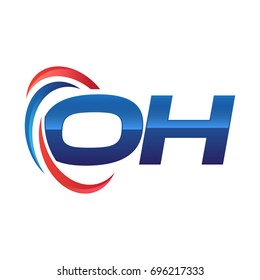 initial letter logo swoosh red blue