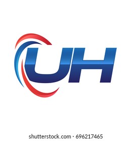 initial letter logo swoosh red blue