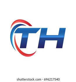 initial letter logo swoosh red blue