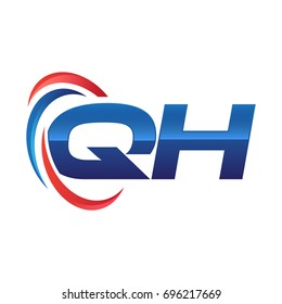 initial letter logo swoosh red blue