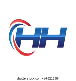 initial letter logo swoosh red blue