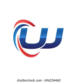initial letter logo swoosh red blue