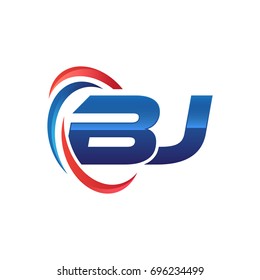 initial letter logo swoosh red blue