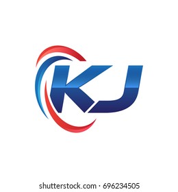 initial letter logo swoosh red blue