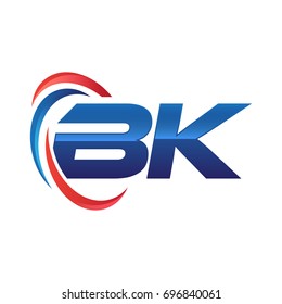 initial letter logo swoosh red blue