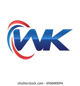 initial letter logo swoosh red blue
