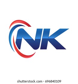 initial letter logo swoosh red blue