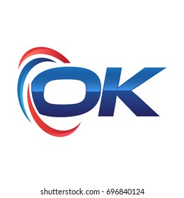 initial letter logo swoosh red blue