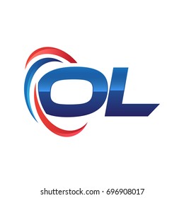 letra inicial logotipo sobe vermelho azul