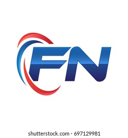 initial letter logo swoosh red blue