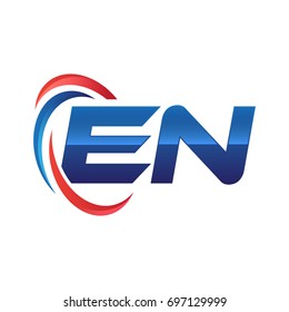 initial letter logo swoosh red blue