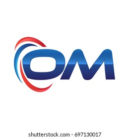 initial letter logo swoosh red blue