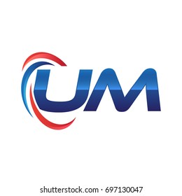 initial letter logo swoosh red blue