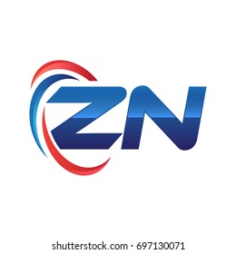 initial letter logo swoosh red blue