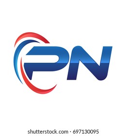 initial letter logo swoosh red blue