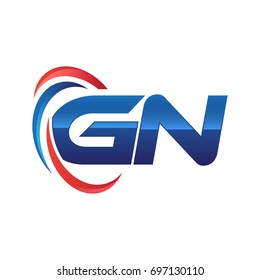 initial letter logo swoosh red blue