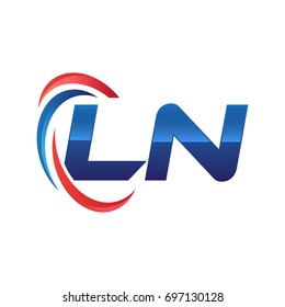initial letter logo swoosh red blue