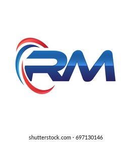 initial letter logo swoosh red blue