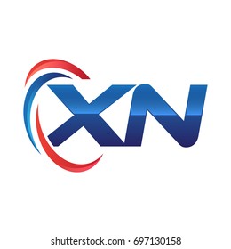 initial letter logo swoosh red blue