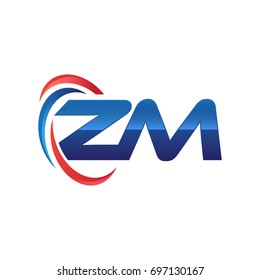 initial letter logo swoosh red blue