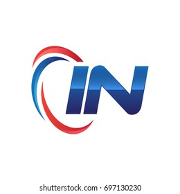 initial letter logo swoosh red blue