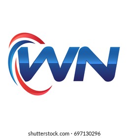 initial letter logo swoosh red blue