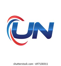 initial letter logo swoosh red blue