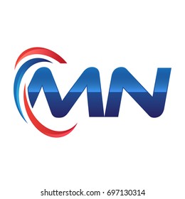 initial letter logo swoosh red blue