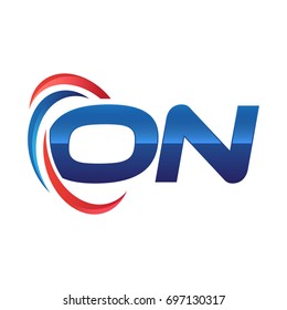 initial letter logo swoosh red blue