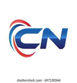 initial letter logo swoosh red blue