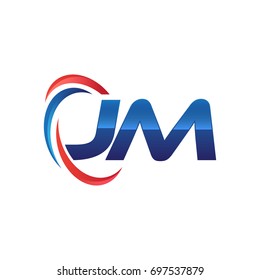 initial letter logo swoosh red blue