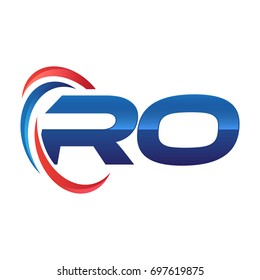 initial letter logo swoosh red blue