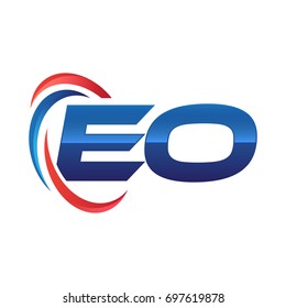 initial letter logo swoosh red blue