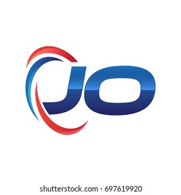 initial letter logo swoosh red blue
