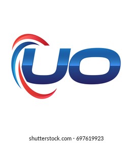 initial letter logo swoosh red blue